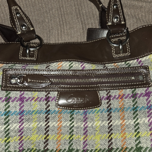 Coach Multicolor Plaid Tote Bag VINTAGE - Picture 13 of 15